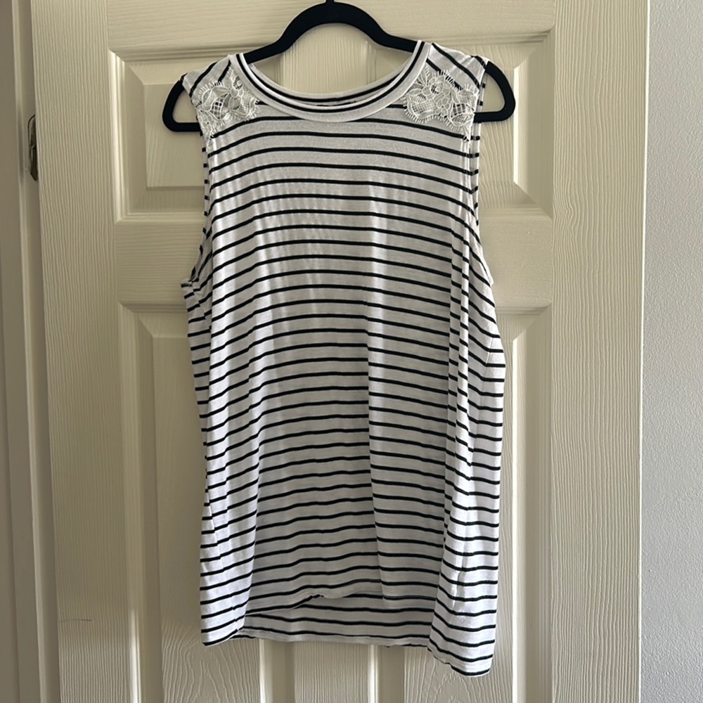 Papermoon Black and White Striped Tank Top